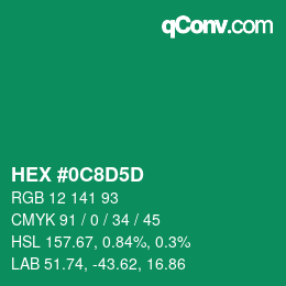 カラーコード: HEX #0C8D5D | qconv.com