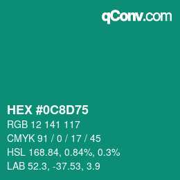 Color code: HEX #0C8D75 | qconv.com
