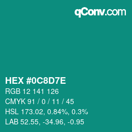 Color code: HEX #0C8D7E | qconv.com