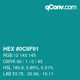 Color code: HEX #0C8F91 | qconv.com