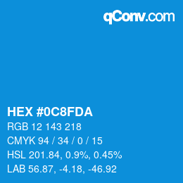 颜色代码: HEX #0C8FDA | qconv.com