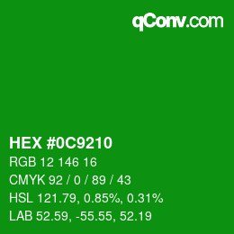 Color code: HEX #0C9210 | qconv.com