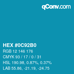 Color code: HEX #0C92B0 | qconv.com