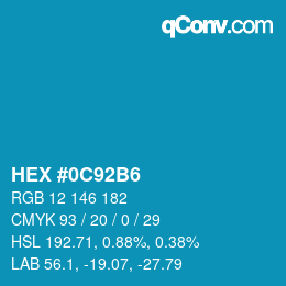 カラーコード: HEX #0C92B6 | qconv.com