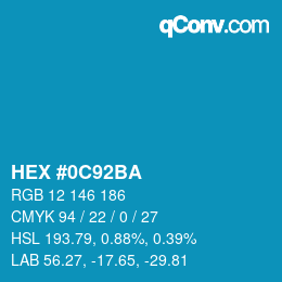 カラーコード: HEX #0C92BA | qconv.com