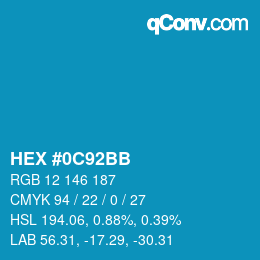 Code couleur: HEX #0C92BB | qconv.com