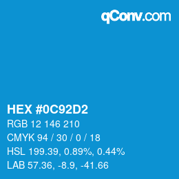 カラーコード: HEX #0C92D2 | qconv.com