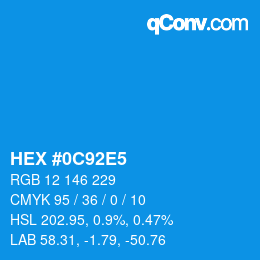 カラーコード: HEX #0C92E5 | qconv.com
