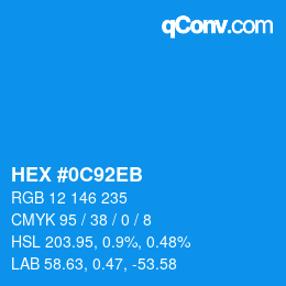 カラーコード: HEX #0C92EB | qconv.com
