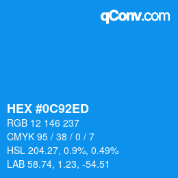 Color code: HEX #0C92ED | qconv.com