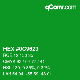 カラーコード: HEX #0C9623 | qconv.com