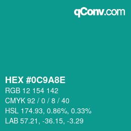 Color code: HEX #0C9A8E | qconv.com