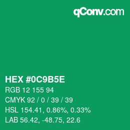 Color code: HEX #0C9B5E | qconv.com