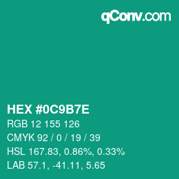 Color code: HEX #0C9B7E | qconv.com