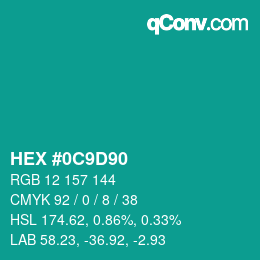 Color code: HEX #0C9D90 | qconv.com