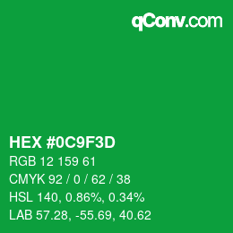 カラーコード: HEX #0C9F3D | qconv.com