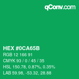 Color code: HEX #0CA65B | qconv.com