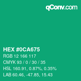 Color code: HEX #0CA675 | qconv.com