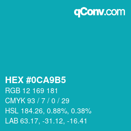 カラーコード: HEX #0CA9B5 | qconv.com