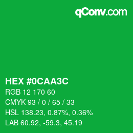 Color code: HEX #0CAA3C | qconv.com