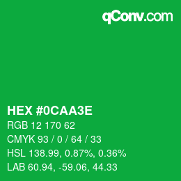 Farbcode: HEX #0CAA3E | qconv.com