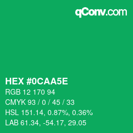 カラーコード: HEX #0CAA5E | qconv.com