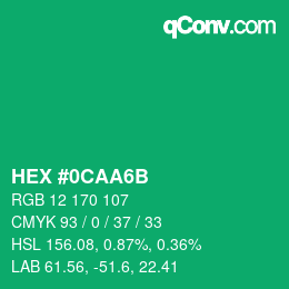 カラーコード: HEX #0CAA6B | qconv.com