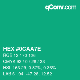 Color code: HEX #0CAA7E | qconv.com