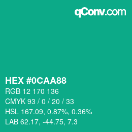 Color code: HEX #0CAA88 | qconv.com