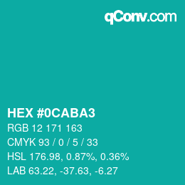 カラーコード: HEX #0CABA3 | qconv.com