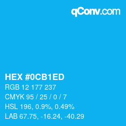 颜色代码: HEX #0CB1ED | qconv.com