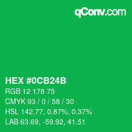 颜色代码: HEX #0CB24B | qconv.com