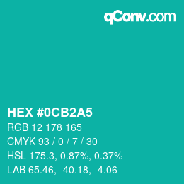 颜色代码: HEX #0CB2A5 | qconv.com