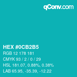 カラーコード: HEX #0CB2B5 | qconv.com
