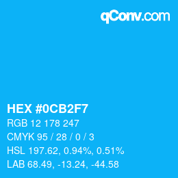 Color code: HEX #0CB2F7 | qconv.com