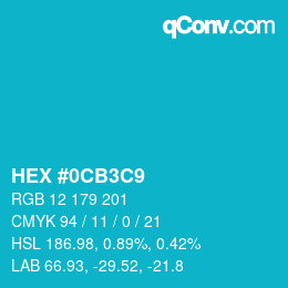 Color code: HEX #0CB3C9 | qconv.com