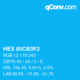 Color code: HEX #0CB3F2 | qconv.com