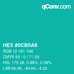 Farbcode: HEX #0CB5A8 | qconv.com