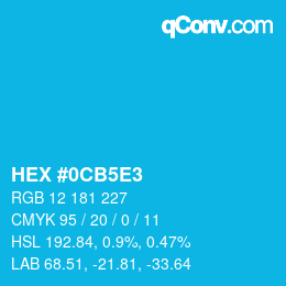 Farbcode: HEX #0CB5E3 | qconv.com