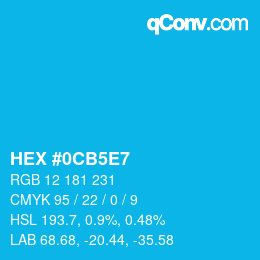 Farbcode: HEX #0CB5E7 | qconv.com