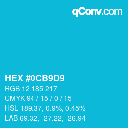 Color code: HEX #0CB9D9 | qconv.com