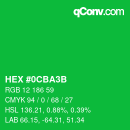 カラーコード: HEX #0CBA3B | qconv.com