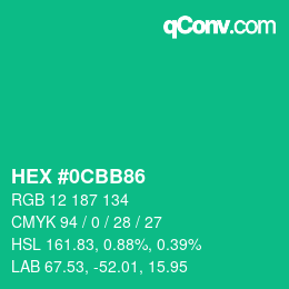 Color code: HEX #0CBB86 | qconv.com