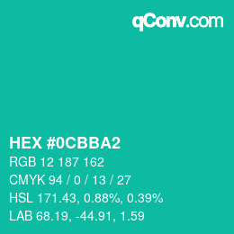 Color code: HEX #0CBBA2 | qconv.com