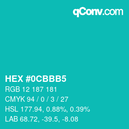 Color code: HEX #0CBBB5 | qconv.com