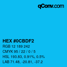 Color code: HEX #0CBDF2 | qconv.com