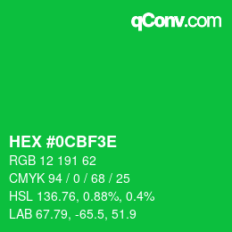 Color code: HEX #0CBF3E | qconv.com