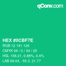 Color code: HEX #0CBF7E | qconv.com