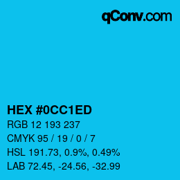 Color code: HEX #0CC1ED | qconv.com