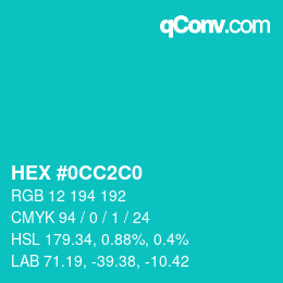 Color code: HEX #0CC2C0 | qconv.com